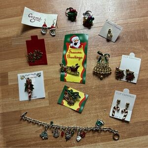 Christmas jewelry bundle earring, pins and bracelet nwt